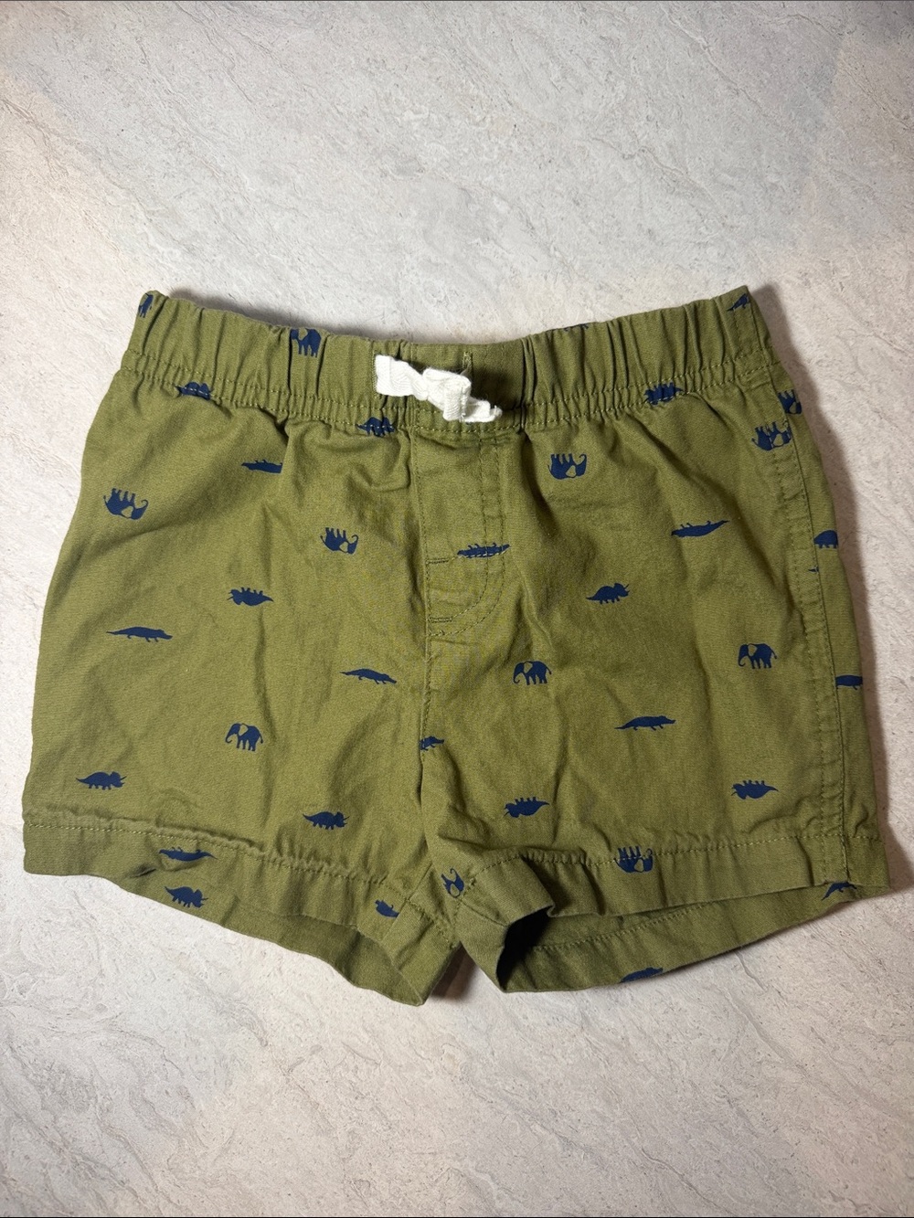 Kids Olive Green Dinosaur Print Shorts
